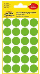 AVERY Etikett AVERY 3597 öntapadó jelölőpont zöld 18mm 96 jelölőpont/csomag (3597) - homeofficeshop