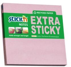 STICK N Öntapadó jegyzettömb STICK`N extra erős 76x76mm újrahasznosított pasztell rózsaszín 90 lap (21601) - homeofficeshop