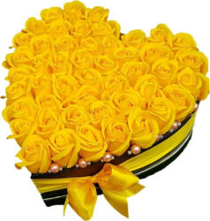 Aranjamente florale - Aranjament floral inima cu trandafiri de sapun Special L, galben Aranjament floral