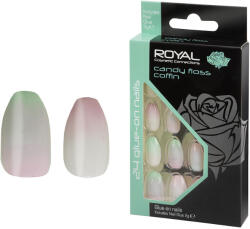 Royal Set 24 Unghii False ROYAL Glue-On Nail Tips, Candy Floss Coﬃn, Adeziv Inclus 3 g