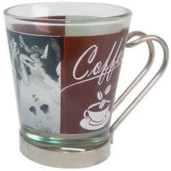 Cerve Set 3 pahare cafea cu suport si maner metalic 85ml (L97400)