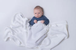 AMY - paturica puzzle tricotata din bumbac, 110x72 cm, alb Lenjerii de pat bebelusi‎, patura bebelusi