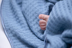 AMY - paturica puzzle tricotata din bumbac, 110x72 cm, blue Lenjerii de pat bebelusi‎, patura bebelusi