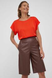Sisley pantaloni scurti femei, culoarea maro, neted, high waist PPYY-SZD0N8_89X