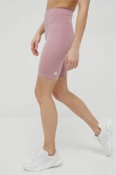 adidas Performance pantaloni scurți de antrenament Optime HG1202 femei, culoarea roz, neted, high waist PPYY-SZD0DE_34X