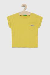 Benetton tricou de bumbac pentru copii culoarea galben PPYY-TSG07F_11X
