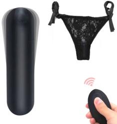 STD Set Top Secret Bikini cu Vibratii Remote Control 10 Moduri Vibratii USB Negru