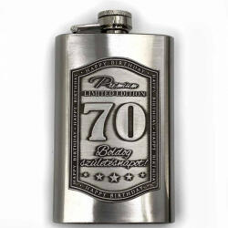  Óncímkés flaska laposüveg - Boldog 70. Születésnapot (FL007)