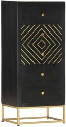 vidaXL Dulap cu sertare, negru/auriu, 45 x 30 x 105 cm, lemn de mango (286513) Dulap arhivare