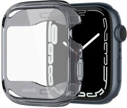 Apple Watch 7 (45mm), Szilikon védőkeret, ütésálló, szíj nélkül, Spigen Ultra Hybrid, átlátszó/szürke - tok-shop