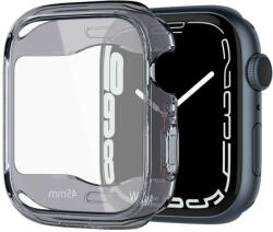 Apple Watch 7-9 (45 mm), Szilikon védőkeret, ütésálló, szíj nélkül, Spigen Ultra Hybrid, átlátszó/szürke
