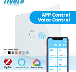 LIVOLO Intrerupator tactil simplu protocol zigbee Livolo, standard italian control din aplicatia mobila (VL-FC1Z-3G-P901-3W)