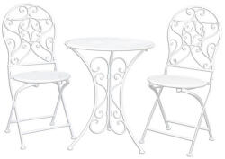 Clayre & Eef Set masa si 2 scaune fier alb Ø 60x70 cm, 40x40x92 cm (5Y0190)