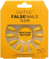 Technic Set 24 Unghii False cu adeziv inclus Technic False Nails, Stiletto, Mustard Mayhem