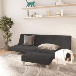 vidaXL Canapea extensibilă cu taburet, cu 2 locuri, gri închis, textil (3080466) Canapea