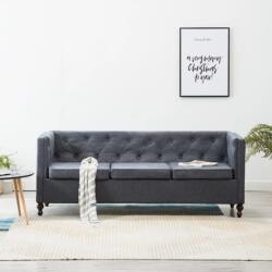 vidaXL Canapea Chesterfield cu 3 locuri, gri, tapițerie țesătură (247160) Canapea