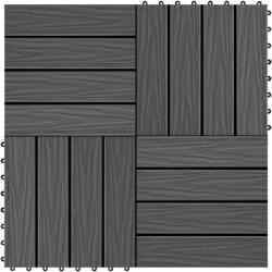 vidaXL Plăci podea în relief, WPC, 11 buc. , 30 x 30 cm, 1 mp, negru (45036)