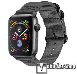  Okosóra szíj - szövet - SZÜRKE - 75mm + 125mm hosszú - Apple Watch Series 1/2/3 42mm / 4/5/6/SE 44mm / 7/8 45mm / 10 46mm / Ultra / Ultra 2 49mm