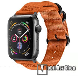  Okosóra szíj - szövet - NARANCSSÁRGA - 75mm + 125mm hosszú - Apple Watch Series 1/2/3 42mm / 4/5/6/SE 44mm / 7/8 45mm / 10 46mm / Ultra / Ultra 2 49mm