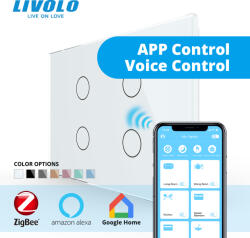 Livolo Intrerupator tactil Livolo qvadruplu cap scara cruce ZIGBEE standard italian serie noua (VL-FC4SZ-3G-P904-3W)