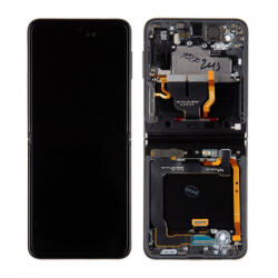 Samsung F711B Galaxy Z Flip 3 5G LCD Kijelző+Érintőüveg+Előlap Keret, Fekete (GH82-27243A) Service Pack