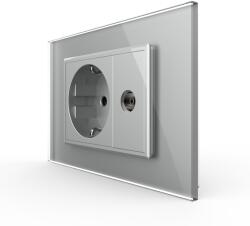 LIVOLO Priza simpla din rama de sticla Schuko cu TV Livolo - culoare gri