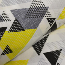 Decotex Style Ranforce alb cu triunghiuri galbene si negre 2.4m