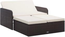 vidaXL 2 részes polyrattan kerti bútorszett párnákkal 46079