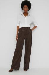 Answear Lab nadrág női, barna, magas derekú egyenes - barna S - answear - 10 990 Ft