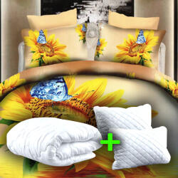 Ralex Pachet promo lenjerie pat dublu digital print 3D + 2 perne + pilotă (P3D39) Lenjerie de pat