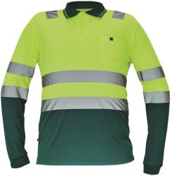 CERVA Férfi hosszú ujjú fényvisszaverő galléros póló LEON - Sárga / zöld | XL (0322000573004)
