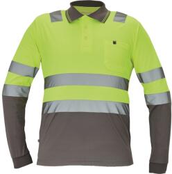 CERVA Férfi hosszú ujjú fényvisszaverő galléros póló LEON - Sárga / szürke | 5XL (0322000594008)