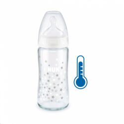 Nuk Üveg cumisüveg széles nyakkal FC hőmérséklet-jelzővel 240 ml fehér