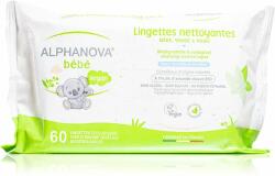 Alphanova Baby Bio extra finom nedves törlőkendő tisztításra gyermekeknek születéstől kezdődően 60 db