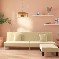 vidaXL Canapea extensibilă 2 locuri, 2 perne&taburet, crem, catifea (3081841) Canapea