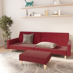 vidaXL Canapea extensibilă cu taburet, cu 2 locuri, roșu vin, textil (3080486) Canapea