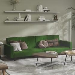 vidaXL Canapea extensibilă cu 2 locuri, verde închis, catifea (337652) Canapea