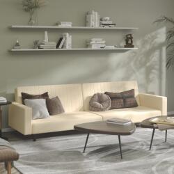 vidaXL Canapea extensibilă cu 2 locuri, crem, catifea (337659) Canapea