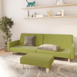 vidaXL Canapea extensibilă cu taburet, cu 2 locuri, verde, textil (3080484) Canapea