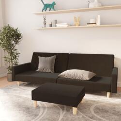 vidaXL Canapea extensibilă cu taburet, 2 locuri, maro închis, textil (3080482) Canapea