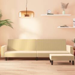 vidaXL Canapea extensibilă cu taburet, 2 locuri, crem, catifea (3081874) Canapea