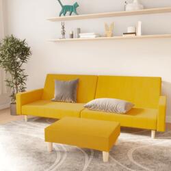 vidaXL Canapea extensibilă cu taburet, cu 2 locuri, galben, textil (3080485) Canapea