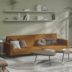 vidaXL Canapea extensibilă cu 2 locuri, maro, catifea (337658) Canapea
