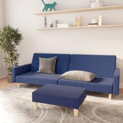 vidaXL Canapea extensibilă cu taburet, cu 2 locuri, albastru, textil (3080483) Canapea