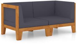 vidaXL Set canapea 2 locuri cu perne gri închis, lemn masiv acacia (3058113) - comfy
