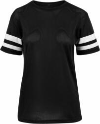 Build Your Brand Női sportos hálós póló csíkos ujjakkal - Fekete / fehér | S (BY033-1000036009)