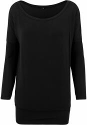 Build Your Brand Könnyű hosszú ujjú hosszított női póló - Fekete | XS (BY041-1000206141)