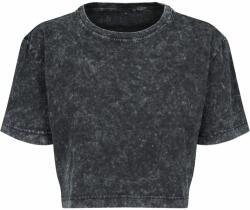 Build Your Brand Tricou crop top pentru femei Acid Washed - Gri închis / albă | XL (BY054-1000229547)