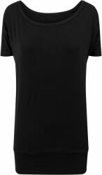 Build Your Brand Tricou lung cu mânecă scurtă pentru femei - Neagră | 2XL (BY040-1000229820)