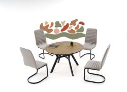 BYS Tuna bővíthető kőr étkezőasztal fa hatású MDF lappal és fekete fém lábakkal 120x120 cm